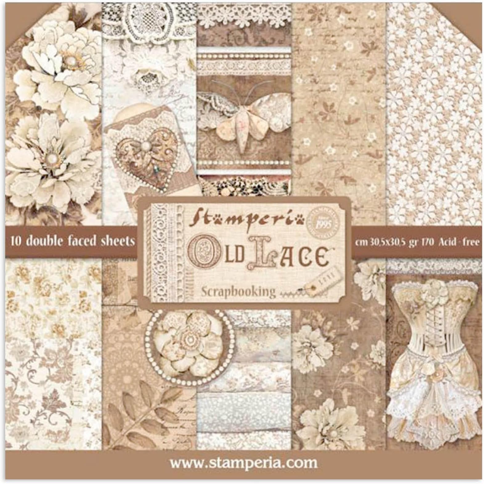 Double-Sided Paper Pad 12"X12" 10/Pkg-Old Lace, 10 Designs/1 Each