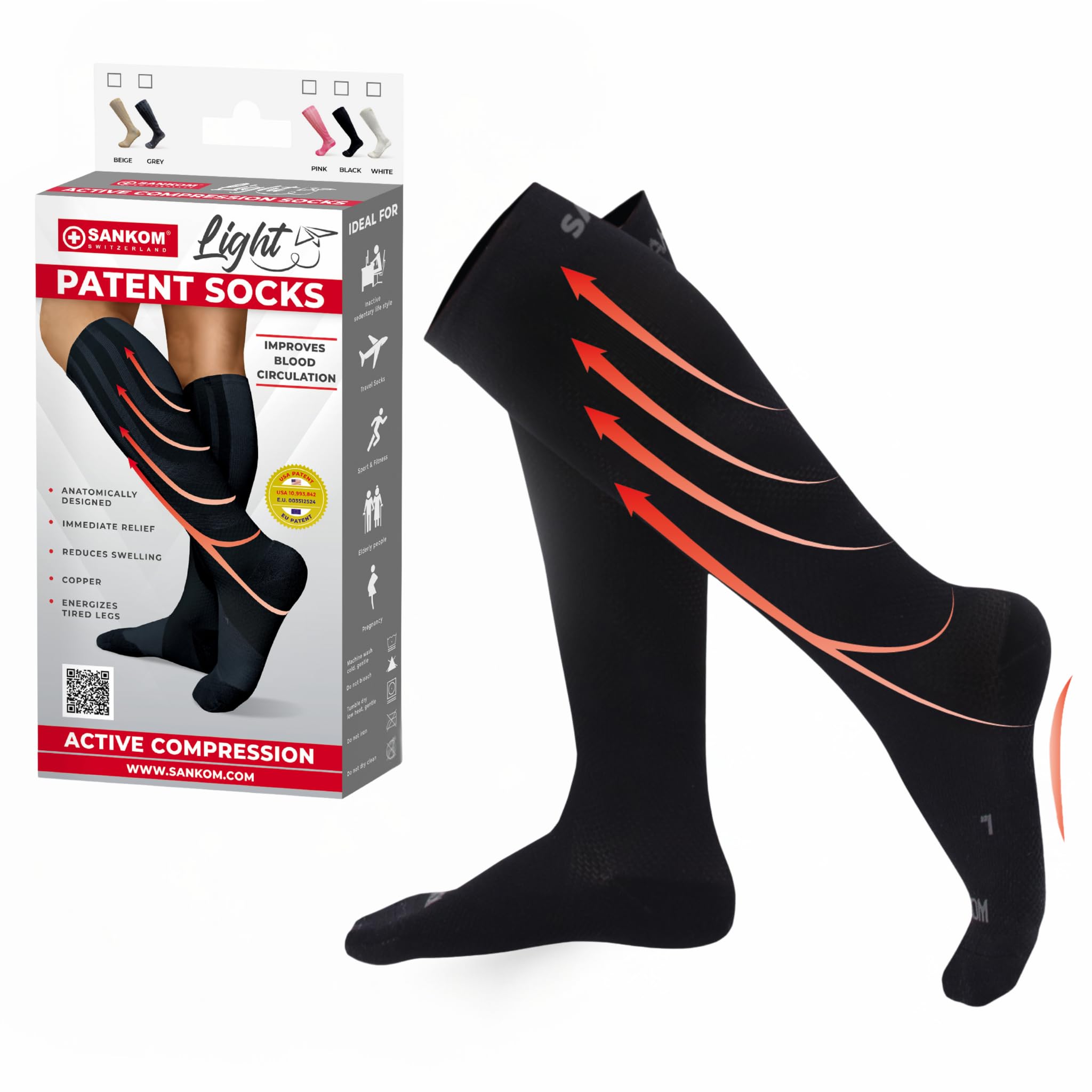 Compression Socks for Women - Swiss Designed Patented 4-Step Active Graduated Compression Socks for Travel and Flight - Suitable Socks for Pregnant Women & Nurses - Best for Everyday Wear-image-49