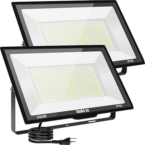 Miniatura 1 de Luces LED de inundación de 500 W para exteriores, paquete de 2 unidades, IP66 impermeable, luz diurna de 6000 K, luces de seguridad blancas para