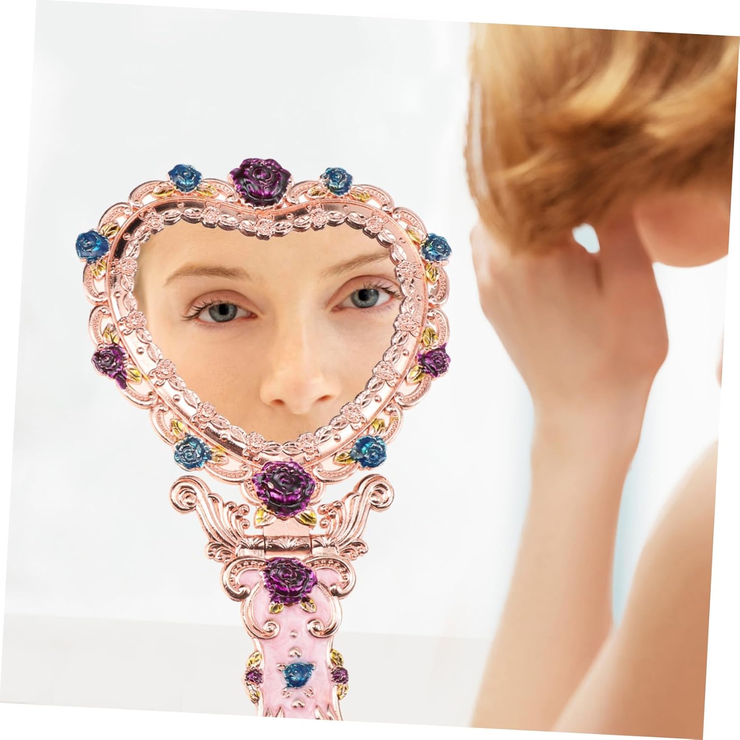 Retro Handheld Mirror Set Makeup Mirror Comb Kit Folding Vintage Portable for Women Vanity