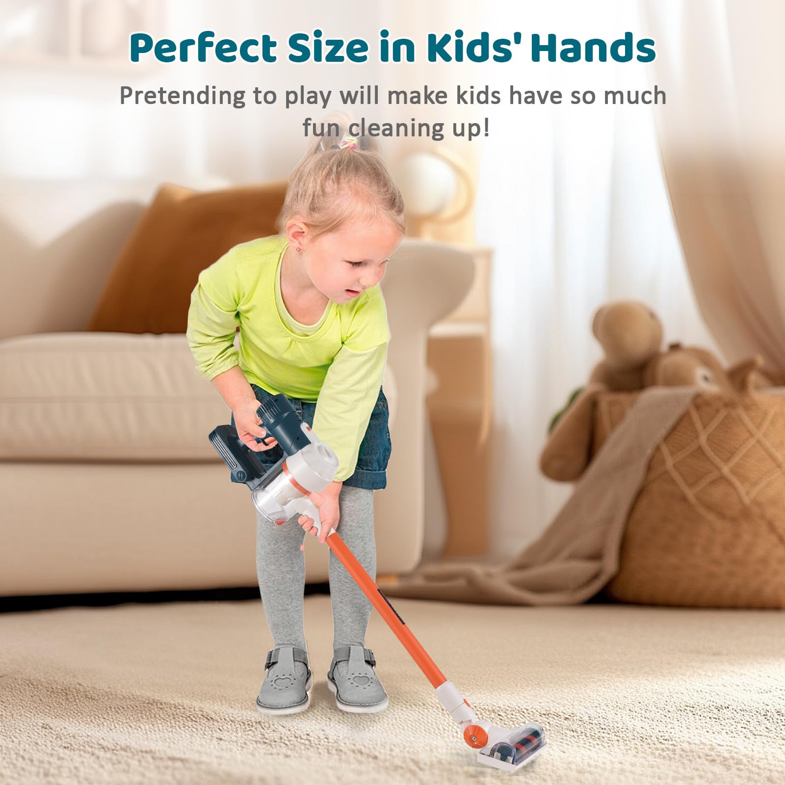 WW Aspirateur Jouet pour Tout-Petits et Enfants, Ensemble de Nettoyage, Jeu de ménage, aspirateur, Ensemble de Jouets de Nettoyage pour Enfants, garçons et Filles, avec Brosse