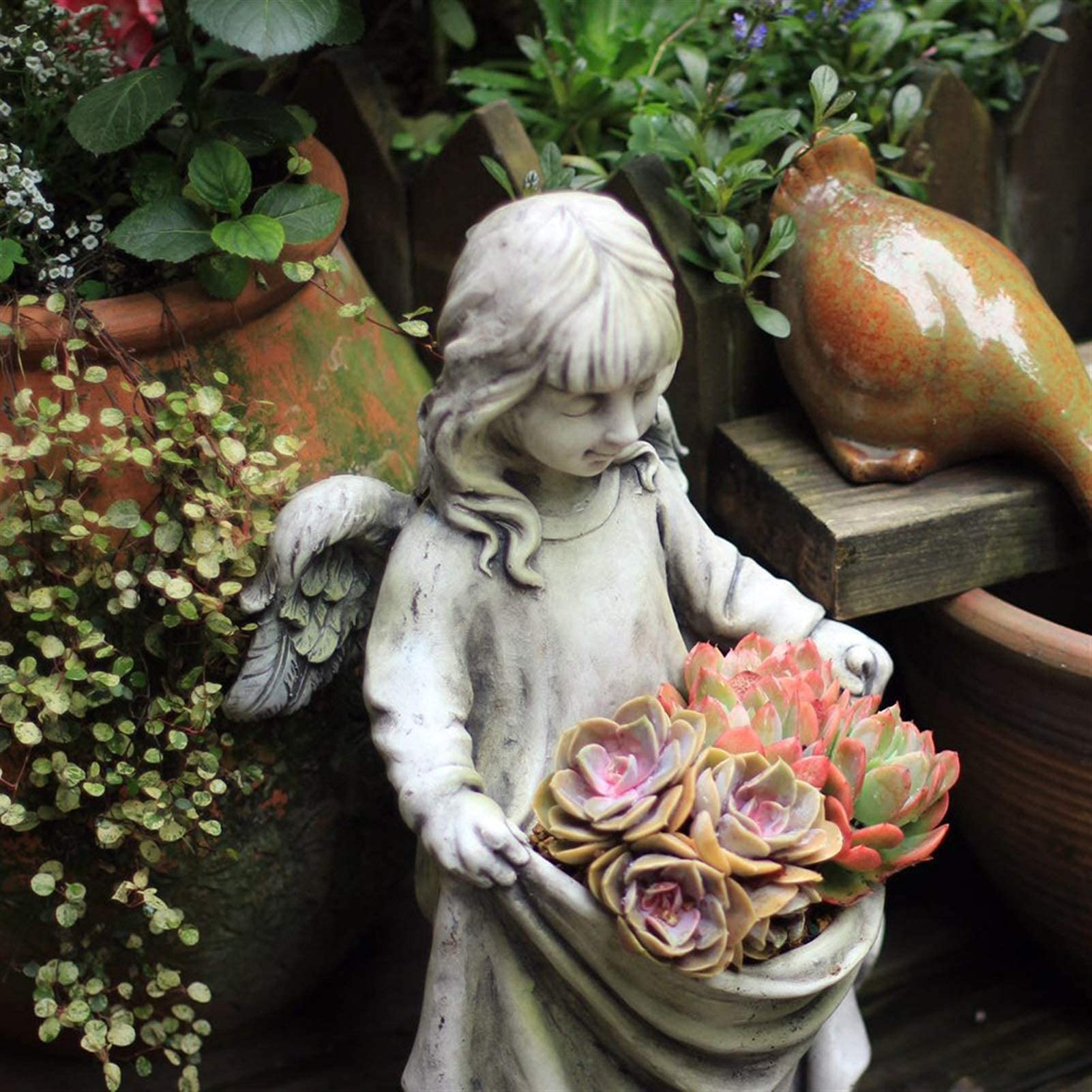 XJBTBA Maceta de jardín Ornamenti sculture Figurine Collezione Ragazza Ritratto Art Pot per pianta da Giardino Esterno Studio