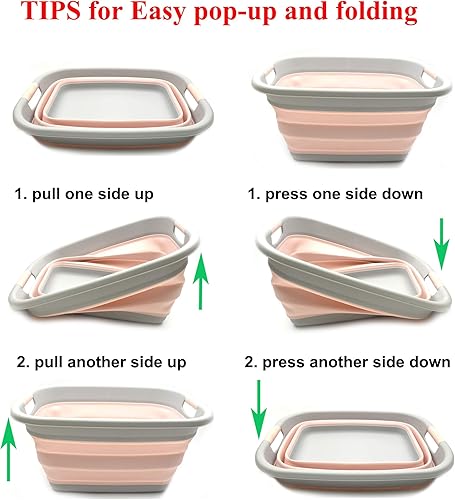 Miniatura 9 de SAMMART - Canasta plegable de plástico para ropa sucia, recipiente de almacenamiento  organizador, tina de lavado portátil, para ahorro de espacio