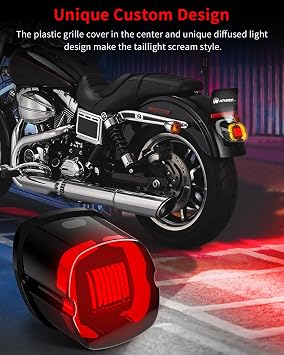 NTHREEAUTO Smoked LED Strobe Brake Tail Light Rear Turn Signals Taillight Compatible with Harley Dyna Road King Electra Glide Sportster Heritage Softail Fatboy Touring