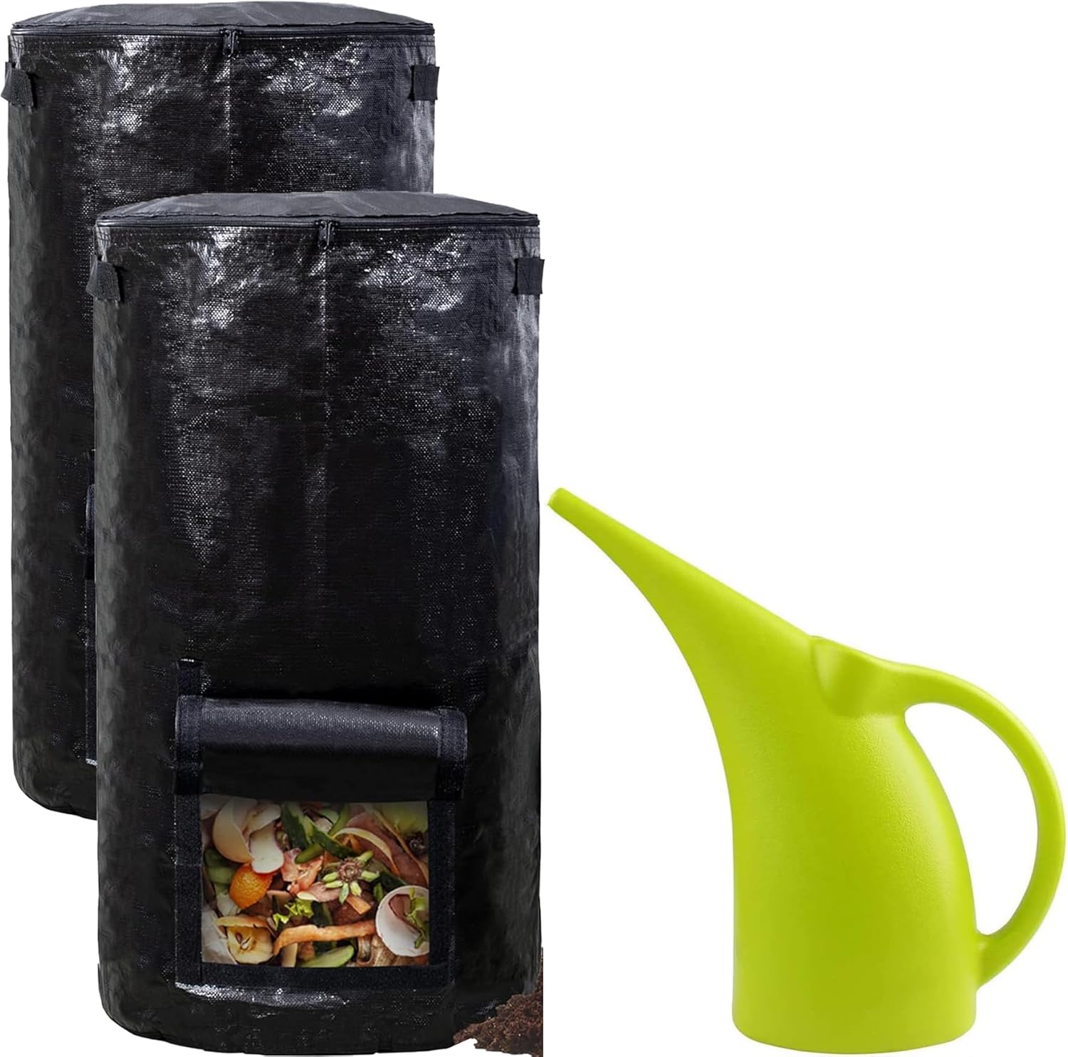 MyLifeUNIT 2 Packs Compost Bins Outdoor and Plastic Watering Can