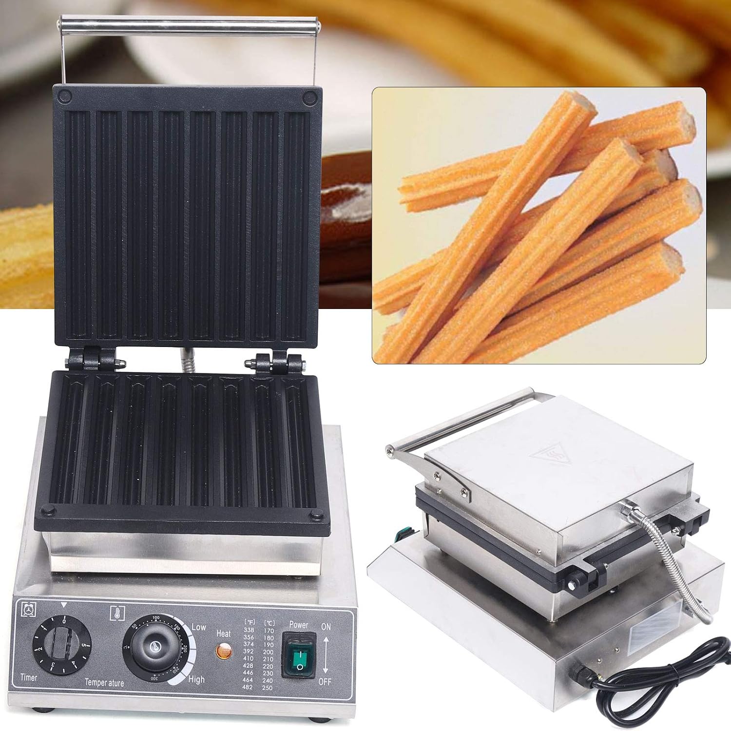 8pcs Commercial Waffle Maker, Electric Nonstick Baker Maker Iron Machine,Stainless Steel Waffle Maker Machine for Waffles, Paninis, Hash Browns,for Home and Restaur,