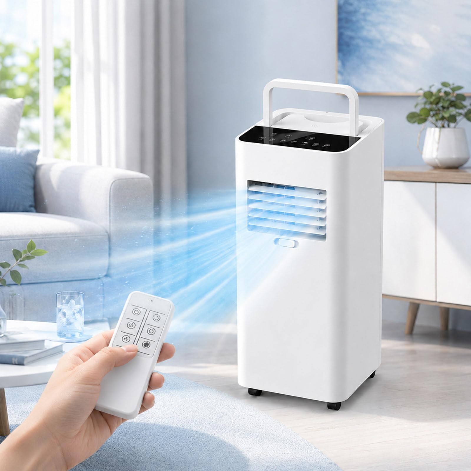 Billg Aire Acondicionado Portátil sin Tubo Exterior Enfriador de Aire sin Instalación con Mando Climatizador, Temporizador 24h, Bajo Consumo para Dormitorio y Cocina