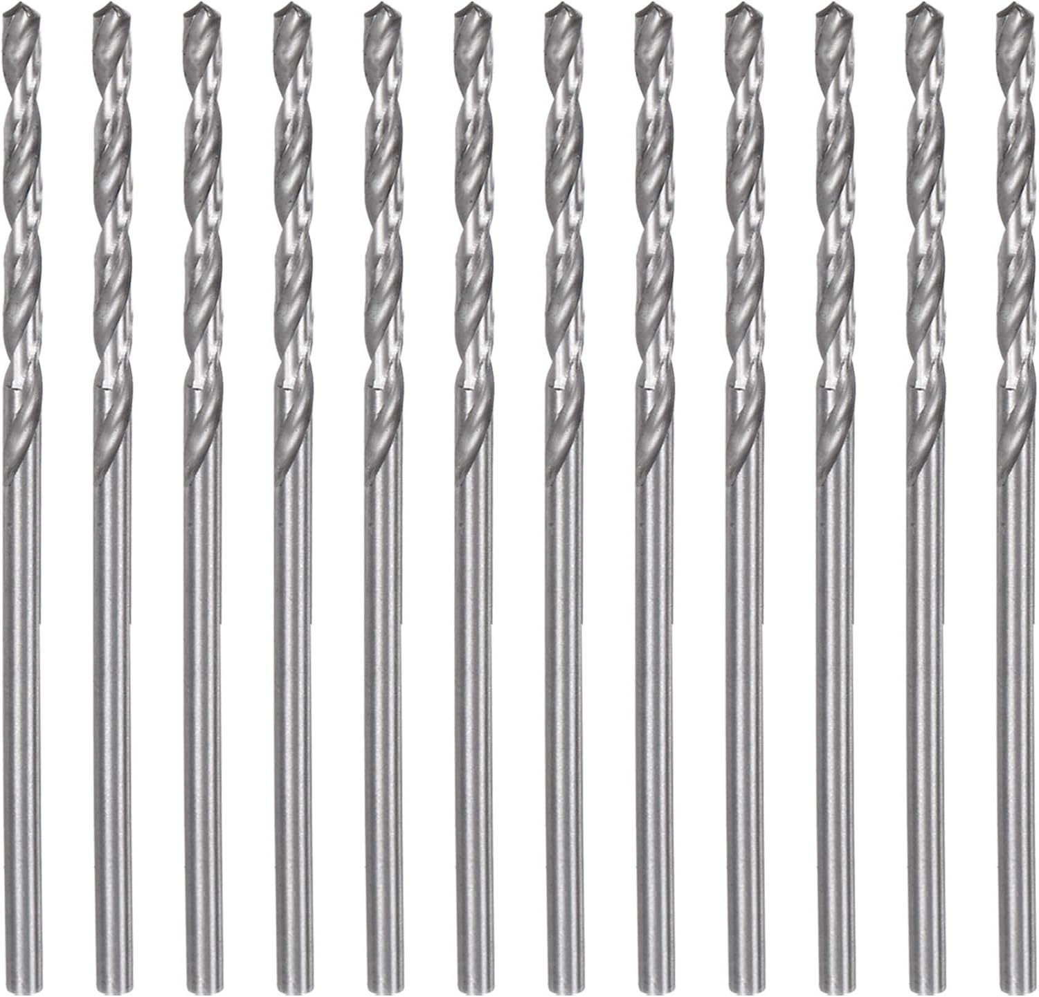 sourcing map 12pcs Micro Jobber Twist Drill Bits #50 1.75mm / 0.0689" High Speed Steel HSS Mini Drilling Bit Tool for Stainless Steel Aluminum Wood Plastic