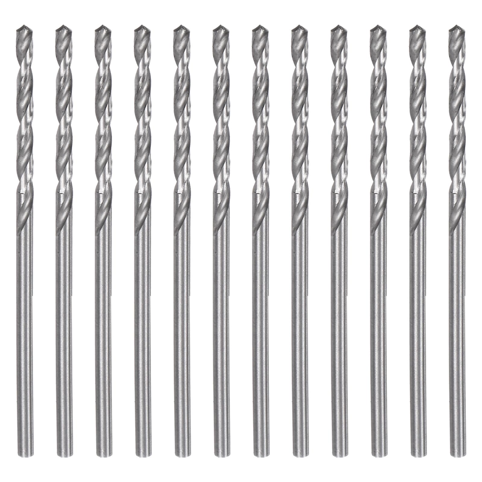 sourcing map 12pcs Micro Jobber Twist Drill Bits #50 1.75mm / 0.0689" High Speed Steel HSS Mini Drilling Bit Tool for Stainless Steel Aluminum Wood Plastic
