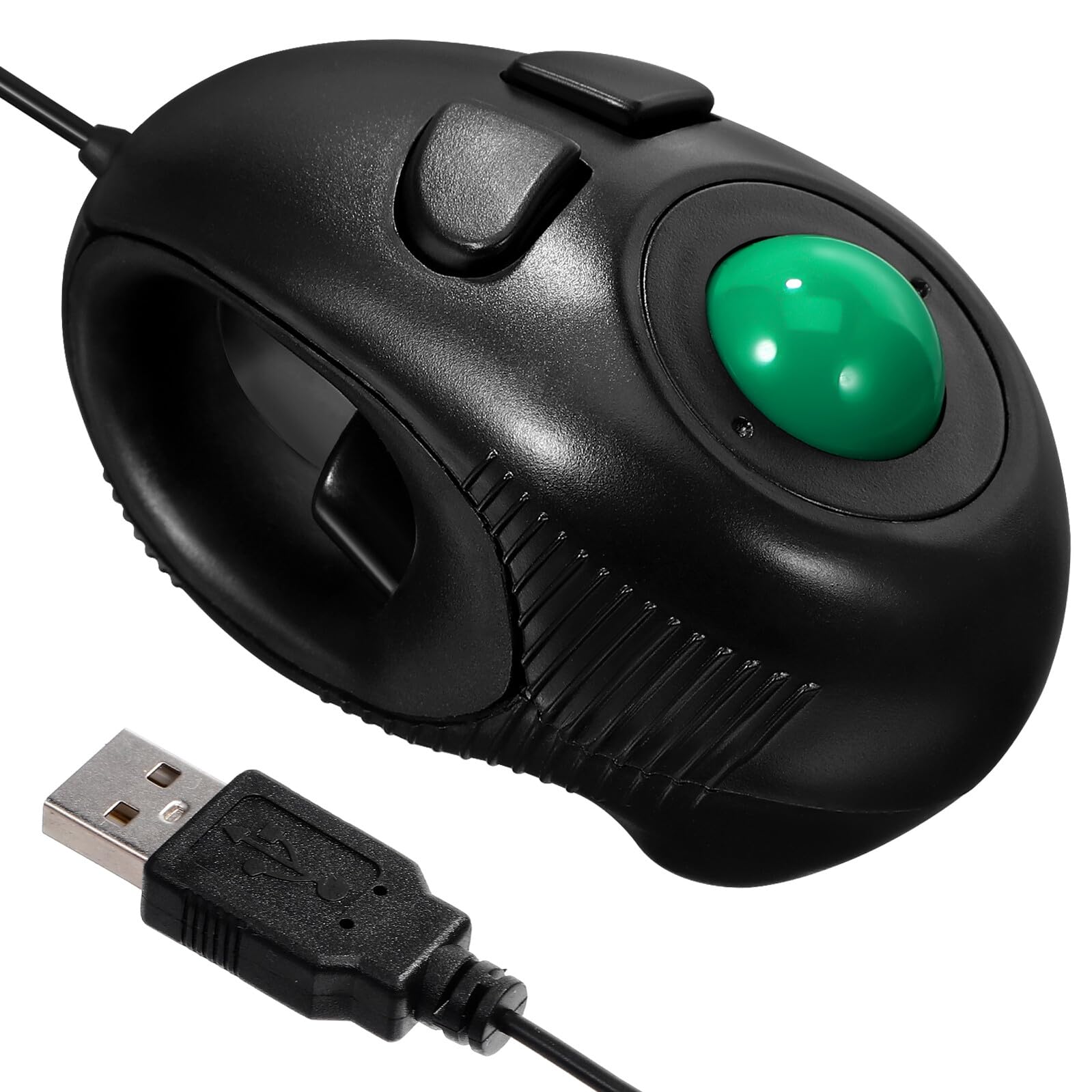 iplusmile Mouse Ergonomico con Trackball 4D USB Cablato Portatile per Laptop e Desktop con Controllo Pollice, Design Compatto in Plastica Rigida Nera per Ufficio e Viaggio