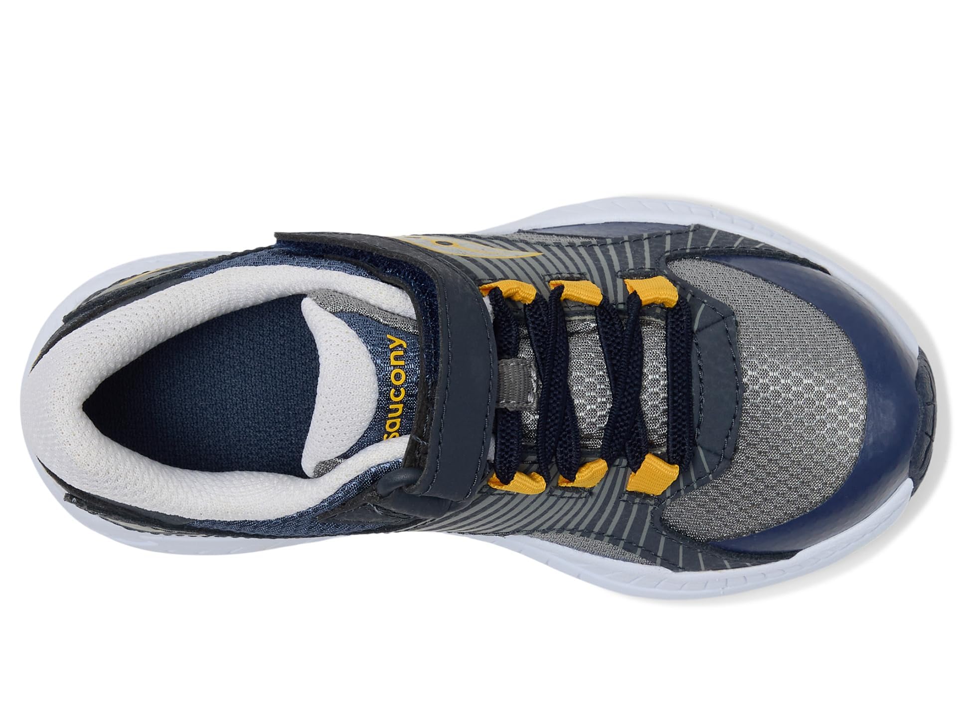 Saucony Velocer A/C Sneaker (Little Big Kid), Navy/Grey/Yellow, 12 US Unisex
