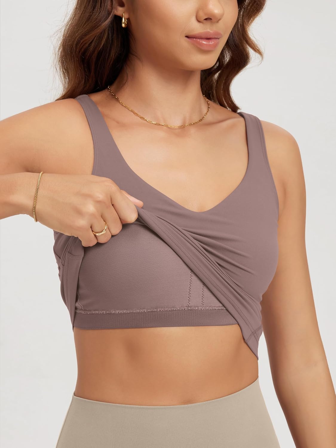 ODODOS Cloud Feeling Tank Bra for Women U Back Wirefree Longline Sports Bra Yoga Top with Removable Pads - Image 5
