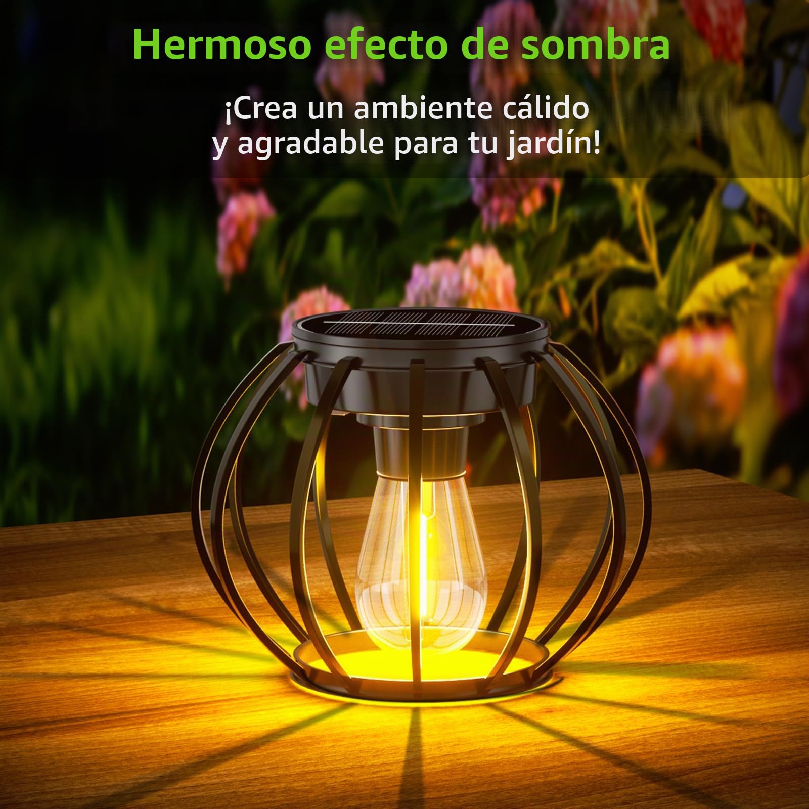 Faroles Solares para Jardín Exterior, Luces Colgantes, IP65 Impermeable, Linterna de Redondo de Metal con Gancho, Lámpara Solar Colgante automático para Jardín Patio, 2 piezas