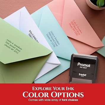 Promot Address Custom Rubber Stamp - 3 Line Address Stamp, Rubber Stamps Custom, Personalized Return Address Stamp, Self Inking Customized Address Stamp for Letter, Order, and Supplies (Small)