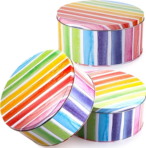 Yopay Paquete de 3 latas de galletas, latas redondas de regalo para hornear pasteles para almacenar pasteles, suministros de manualidades, Pascua,