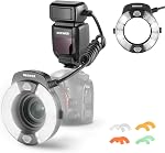 NEEWER RF1-S Marco Ring Flash Light Compatible avec Sony Camera, 76Ws GN15 5600K TTL Éclairage, 1-1/128 Sortie Rideaux avant/arrière Sync Couleur Gels Anneaux d'adaptateur de lentilles pour Macro Photo Studio