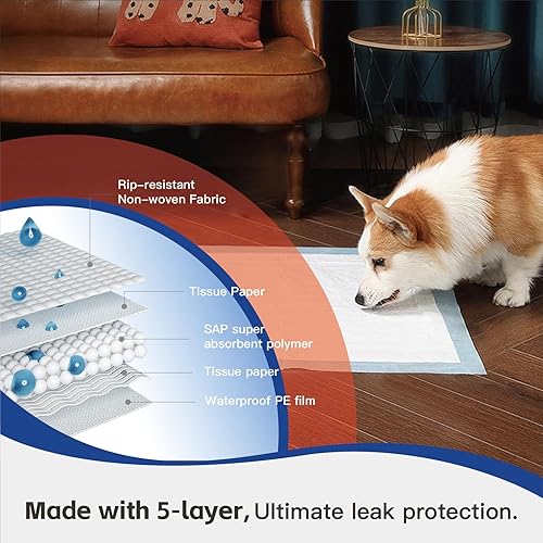 Miniatura 2 de LCZLBRRD Almohadillas medianas de 23.5 x 23.5 pulgadas para cachorros, 50 unidades desechables de polímero mejoradas, absorbentes para orina de