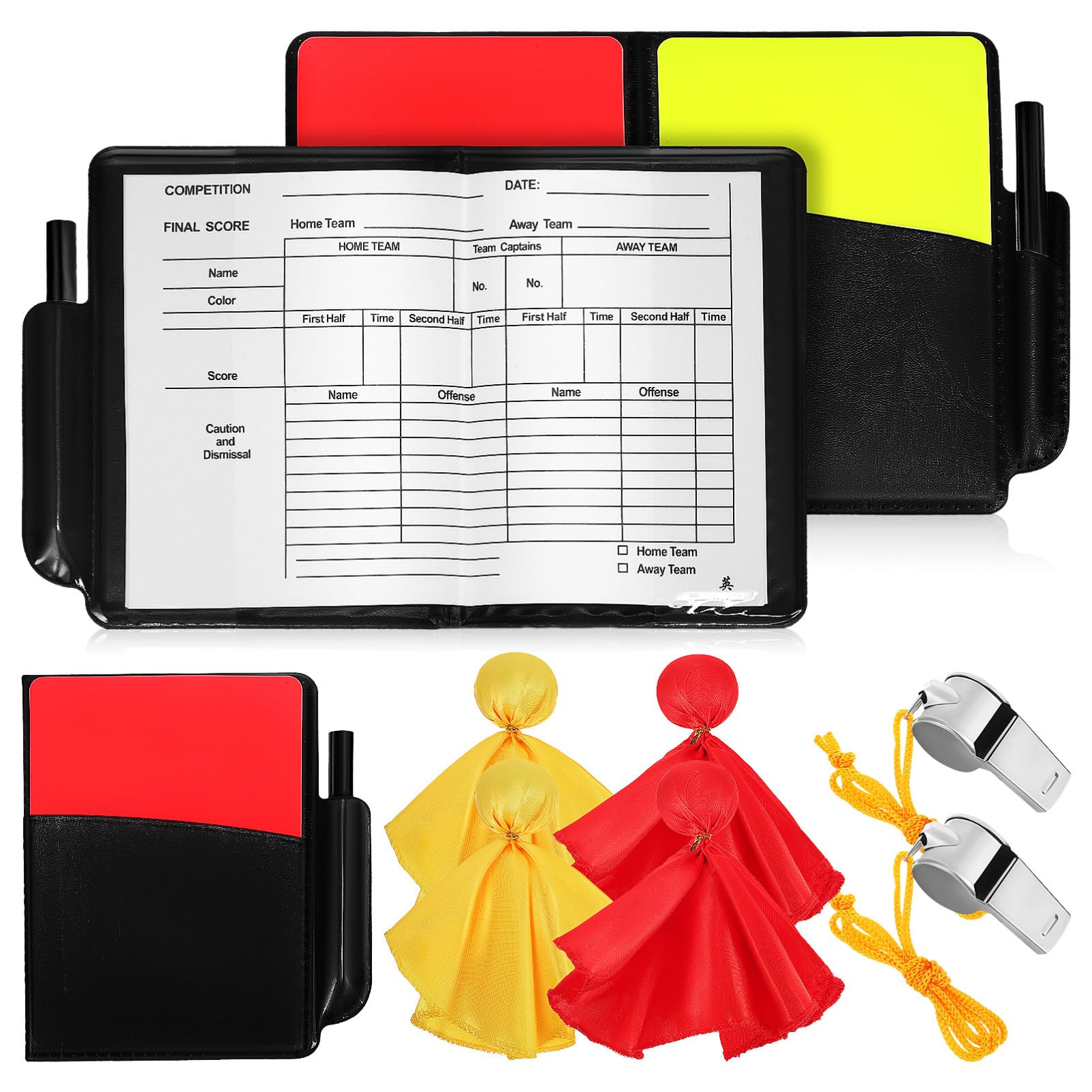 BESPORTBLE Professional Soccer Referee Tools Kit Cards Flags Whistles Materials Lightweight Design