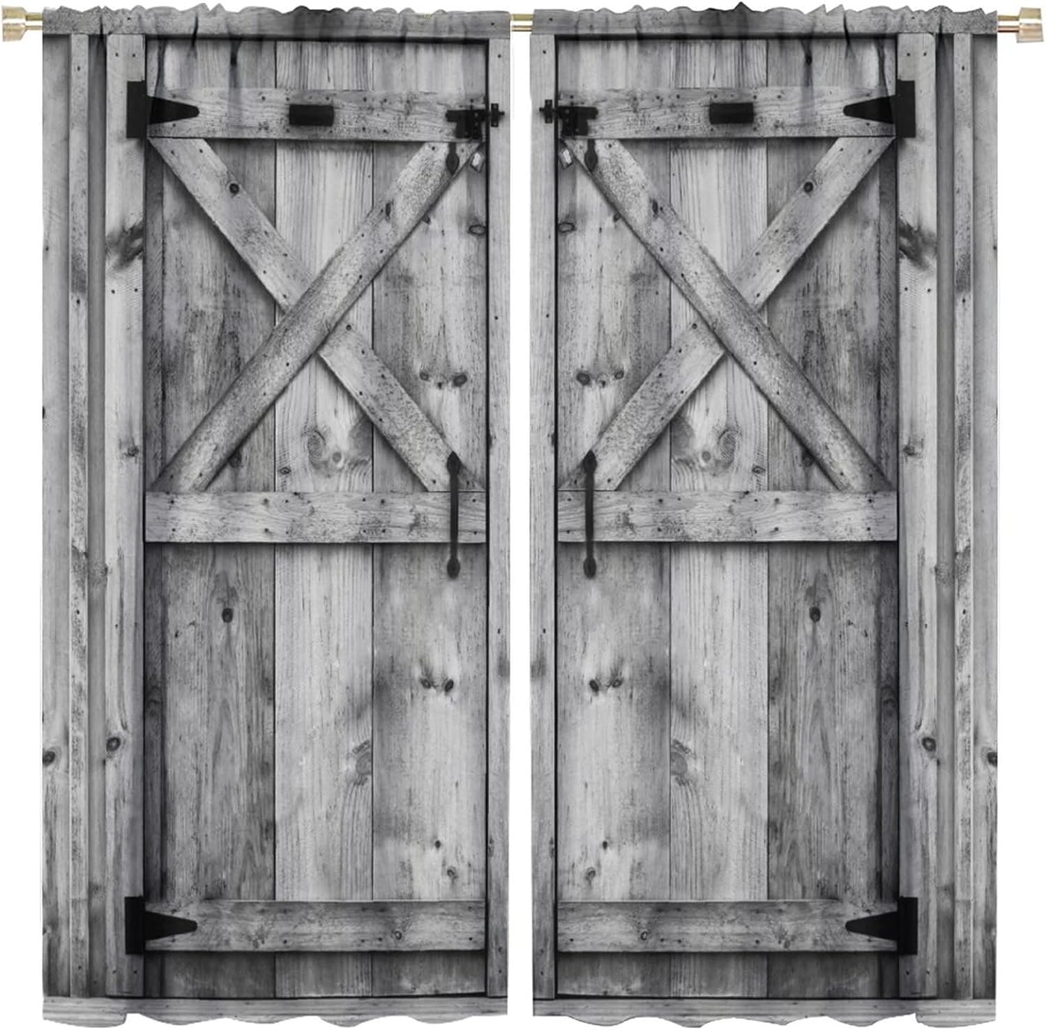 Barn Door Curtains Rustic Vintage Wooden Farmhouse Cottage