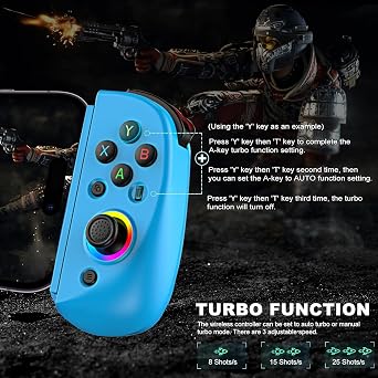 arVin Mobile Gaming Controller for Tablet/iPad[Within 5-10] Wireless Gamepad for iPhone/Android/PC/Switch/PS4, with RGB Hall Effect Joystick/Turbo/6-Axis Gyro/Vibration/Support Streaming/Cloud Gaming