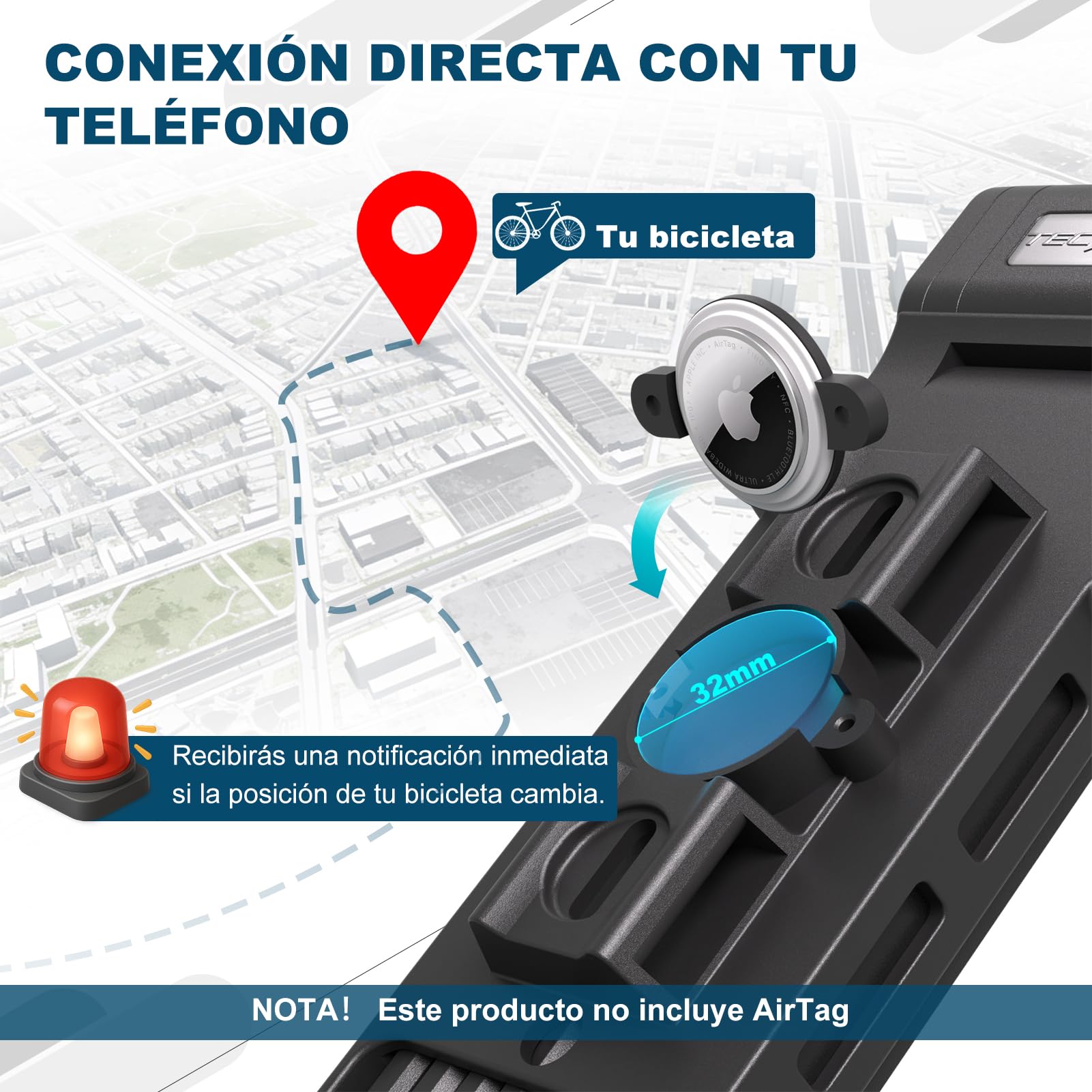 TECHCYC Candado para bicicleta de alta calidad, 120 cm, con soporte de cerradura, candado para bicicleta con resistencia a la corrosión y a la perforación, cilindro para alta protección contra