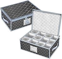 Vista 8 de VERONLY Caja de almacenamiento para copas de vino con divisores con capacidad para 24 estuches de almacenamiento de copas o recipientes de cristal