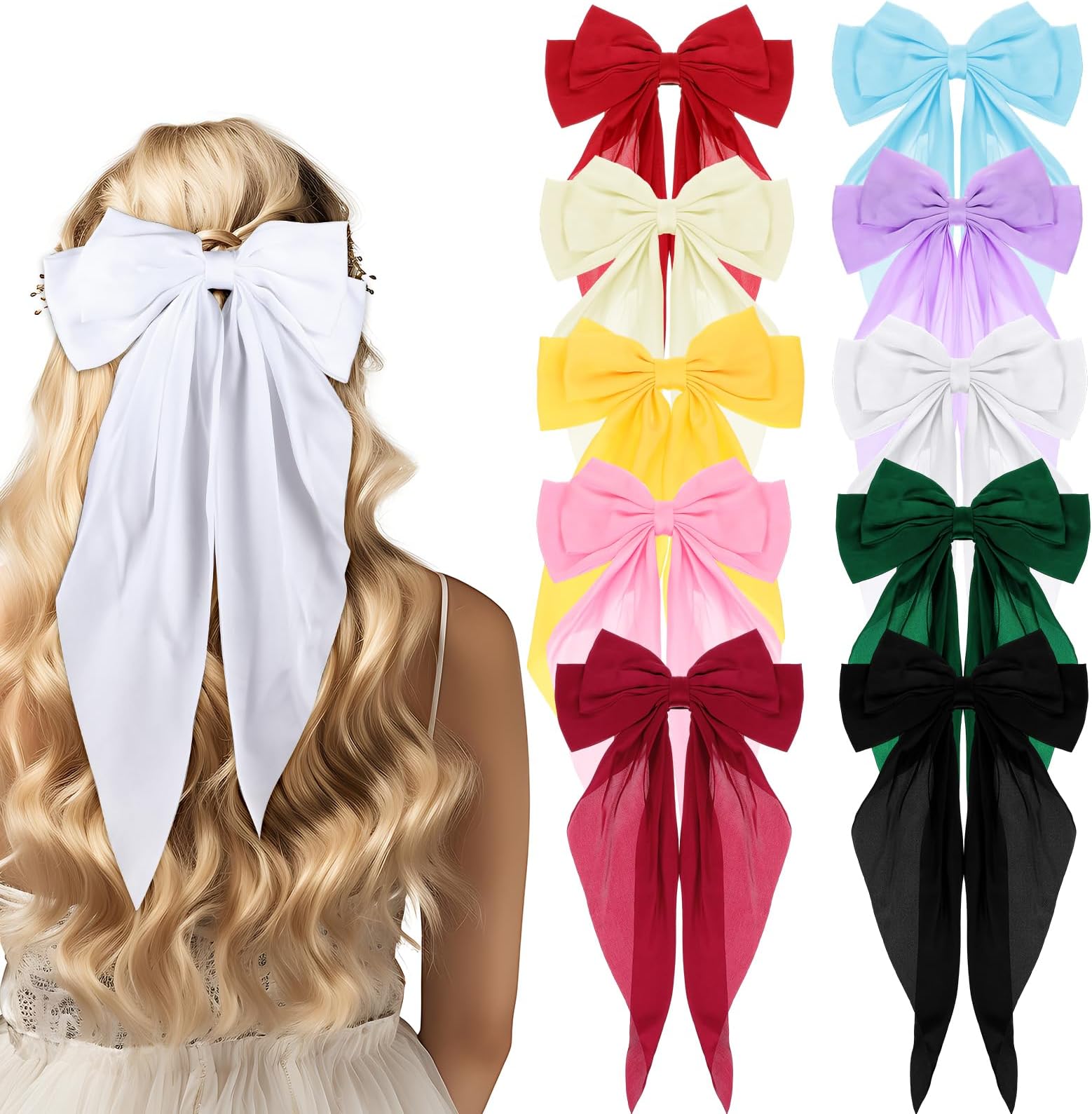 Big Bow Barrettes Long Tail French Silky Satin Hair Clips Bowknot Hair Accessories Party Women Girl 1000x1000