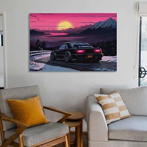 Miniatura 6 de Jdm Anime Sunset - Pósteres e impresiones de auto japonés S13 para automóvil, arte de pared, decoración de sala de estar para hombres, pinturas