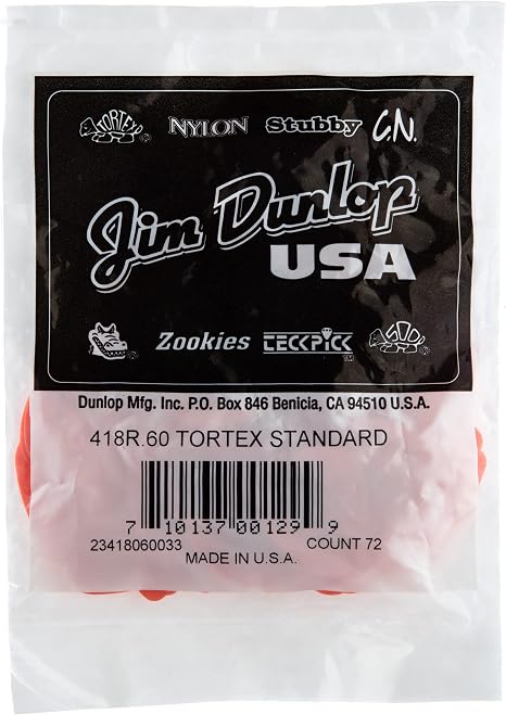 Dunlop Tortex Standard, 0.60mm, Orange Guitar Pick, 72 Pack : Musical  Instruments