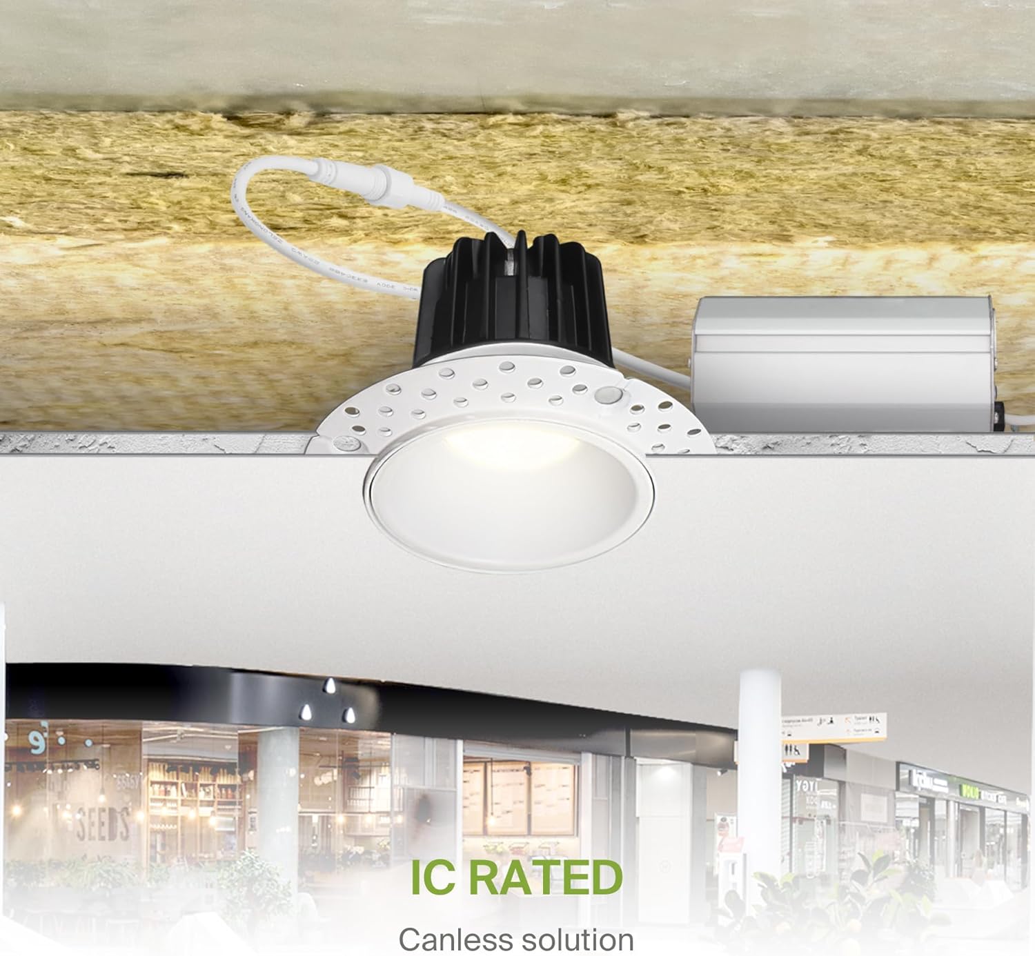 ASD Trimless 2 Inch LED Recessed Lighting, 8W 120V Round Commercial Downlight, Canless Dimmable Lights for Ceiling with J-Box, 5 CCT 2700K-5000K, CRI 90+, IC Rated, ETL, Energy Star, White, 18 Pack