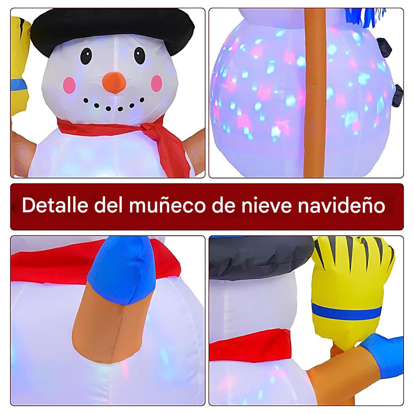 Muñeco De Nieve Inflable Navideño Sostiene Escoba Impermeable