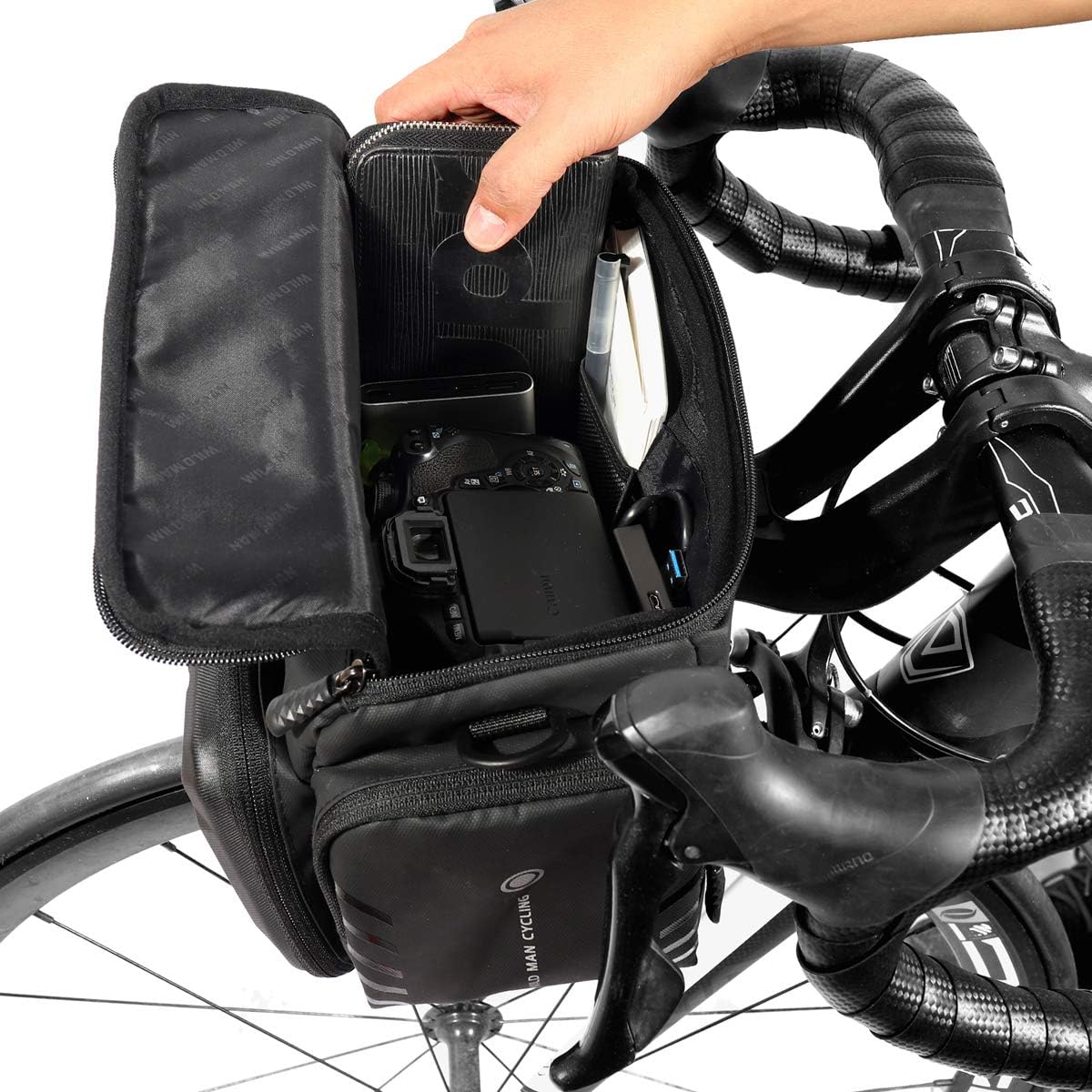 WILD MAN 4L Rainproof Handlebar Storage Bag with Touch Screen Use for MTB, Road, Folding Bikes & Scooters