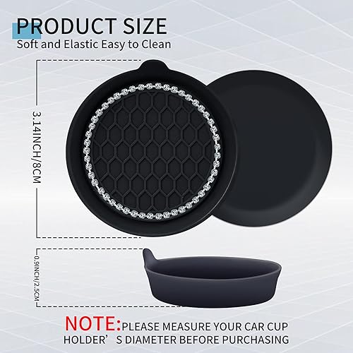 Miniatura 8 de Amooca - Portavasos antideslizantes y universales para auto, accesorios para el interior del auto con diamantes de imitación de cristal brillante,