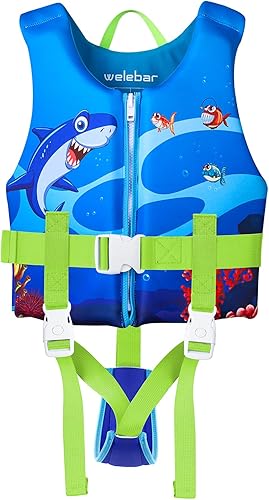 Chaleco de natación para niños, flotadores para niños pequeños con correa de seguridad ajustable, ayuda a la natación, traje de baño para niños y