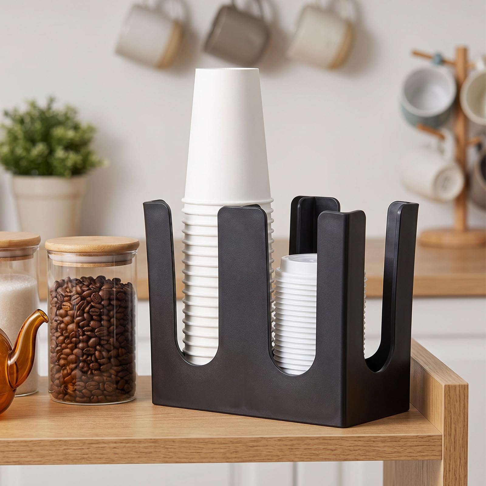 2 Stück Pappbecher Organizer Ständer mit 2 Fächern aus Acryl