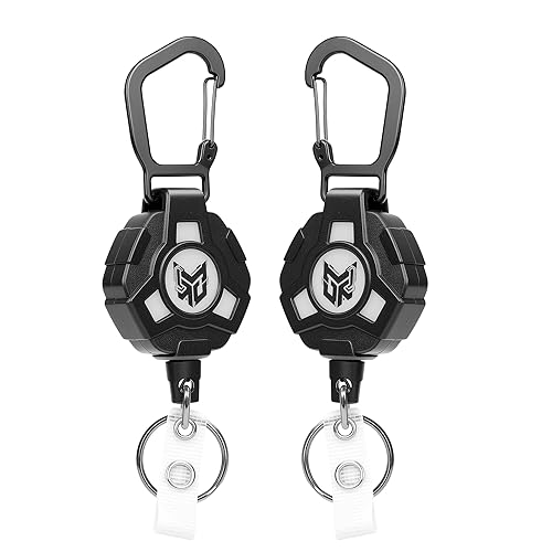 2-Pack Retractable Keychain, Heavy Duty Carabiner Badge Holder, Tactical ID