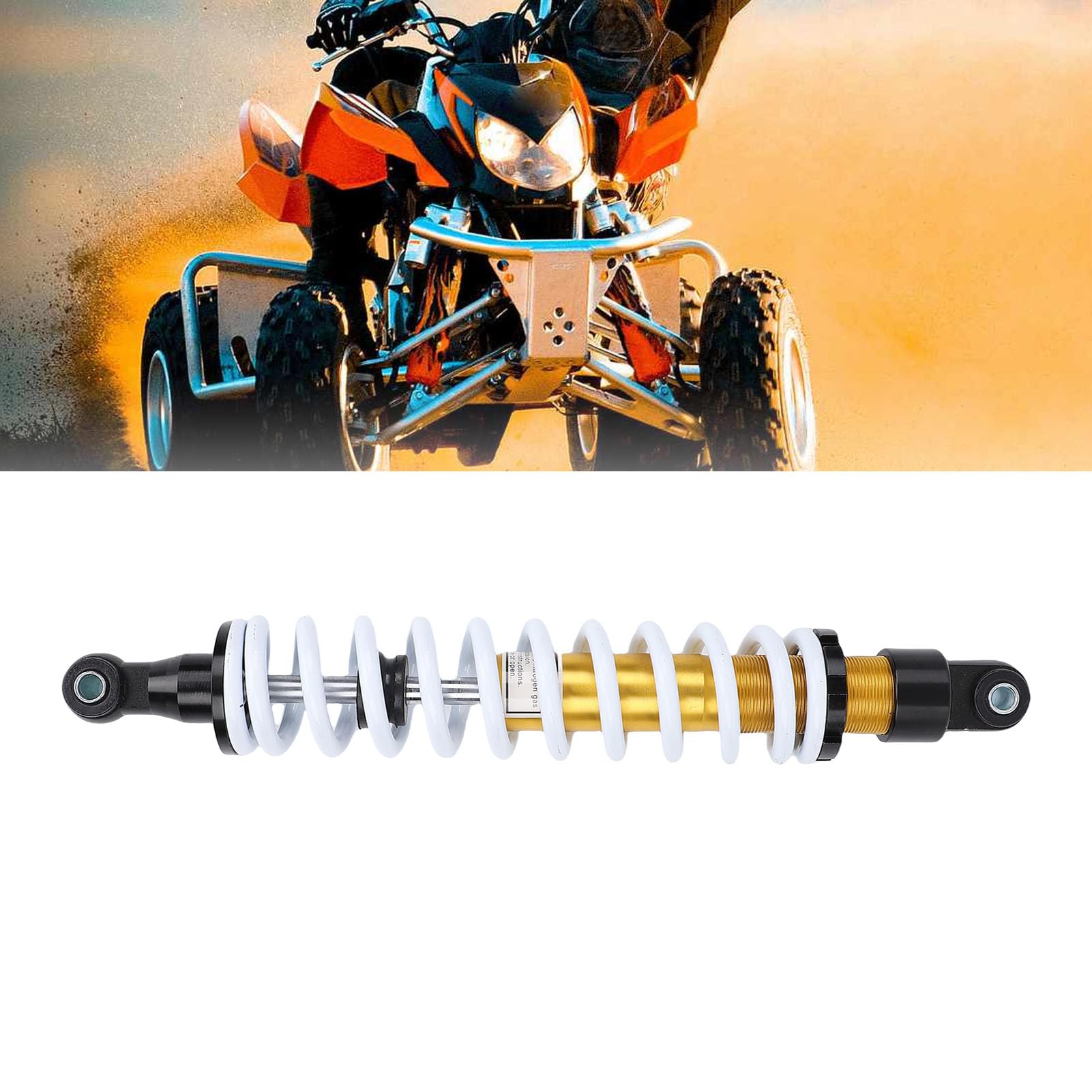 Amortisseur de Suspension de Moto 400 Mm, Robuste et Réglable, Ressort de 10 Mm de Diamètre avec Support en Alliage D'aluminium Haute dureté pour VTT, Quad, Dirt Bike, Kart,