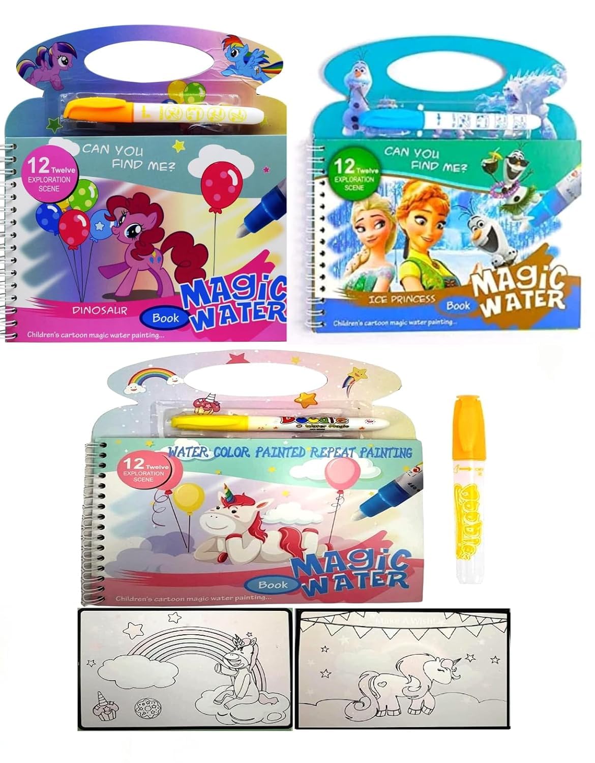 Reusable Magic Water Painting Book with Magic Doodle Pen Kids Coloring Doodle Drawing Board Games Child Educational Toy Magic Book Water Painting for Kids (Random Designs) (Pack of 3) (B0CS9R6ZWL) Amazon Price History, Amazon Price Tracker