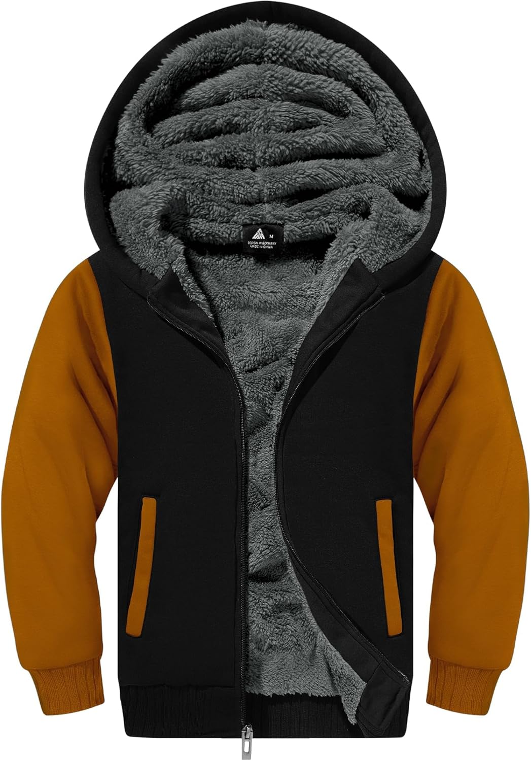 ZITY Boys Zip Up Hoodie Fleece Jacket Kids Sherpa Lined Sweatshirts Outerwear Unisex Warm Winter Coat 6-15 Years Old