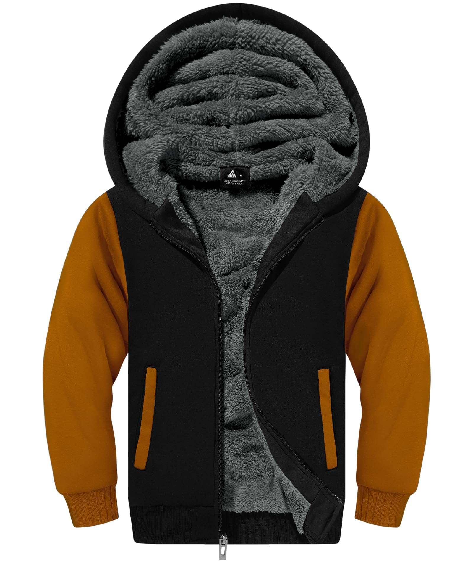 ZITY Boys Zip Up Hoodie Fleece Jacket Kids Sherpa Lined Sweatshirts Outerwear Unisex Warm Winter Coat 6-15 Years Old
