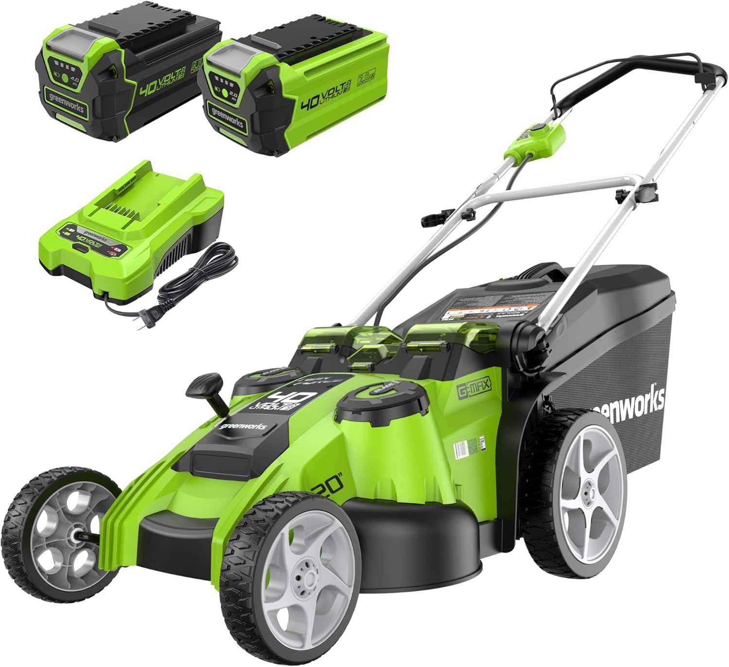 Greenworks 40V 20″ Twin Blade Mower, 4.0Ah + 2.0Ah Battery
