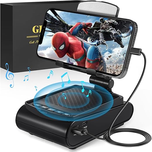 Birthday Gifts for Men Him, Cell Phone Stand with Wireless Bluetooth Speaker and Charging Function 360° Rotable Angle Adjustable, Unique Mens Gifts for Dad Husband Boyfriend, Cool Gadgets for Men