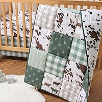 Peanutshell Boho Farm 3-Piece Crib Bedding Set - Quilt, Fitted Sheet, Dust Ruffle for Baby Nursery Boys & Girls