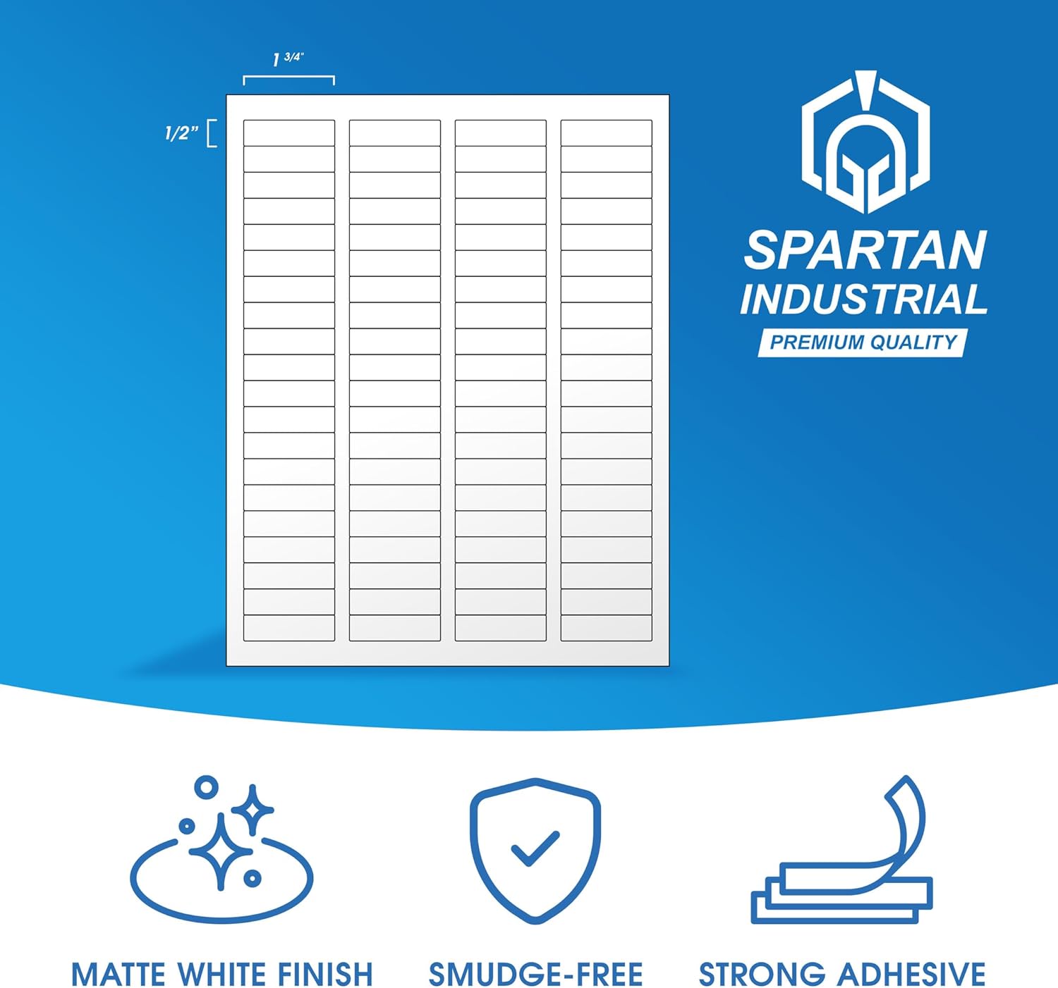 1.75" X 0.5" Matte White Printable Labels for Inkjet and Laser Printers - 30 Sheets, 2400 Custom Stickers for Return Address Labels, Price Tags, File Folders - Spartan Industrial Template R002 - Image 2