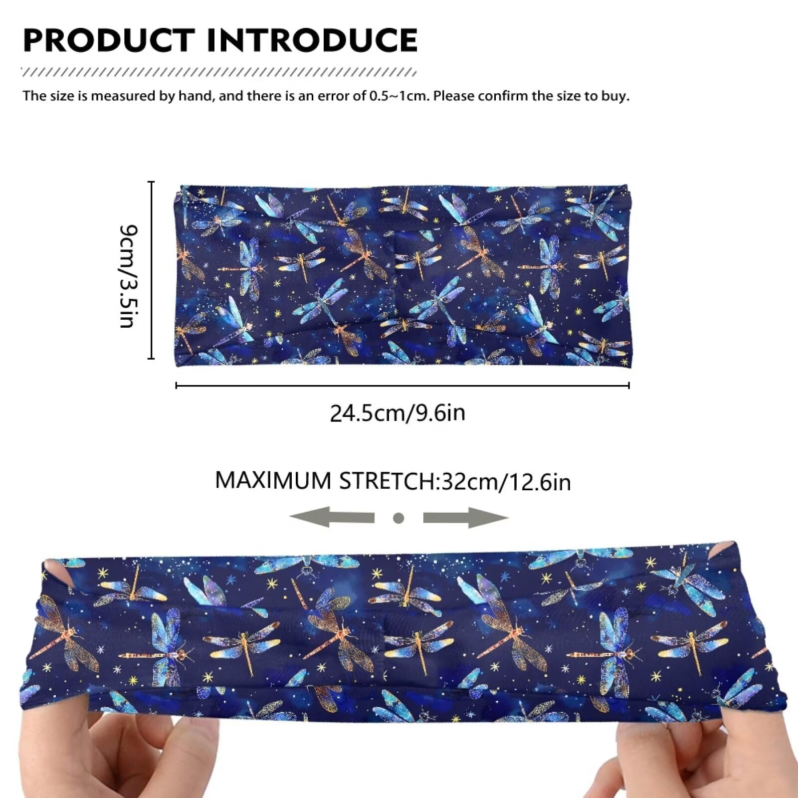 STUOARTE Dragonfly Print Headbands, Sports Headband for Women Grils, Stretchy Hairband Workout Sweat Band, Moisture Wicking Breathable Sweatband for Running Hiking Fitness Gym
