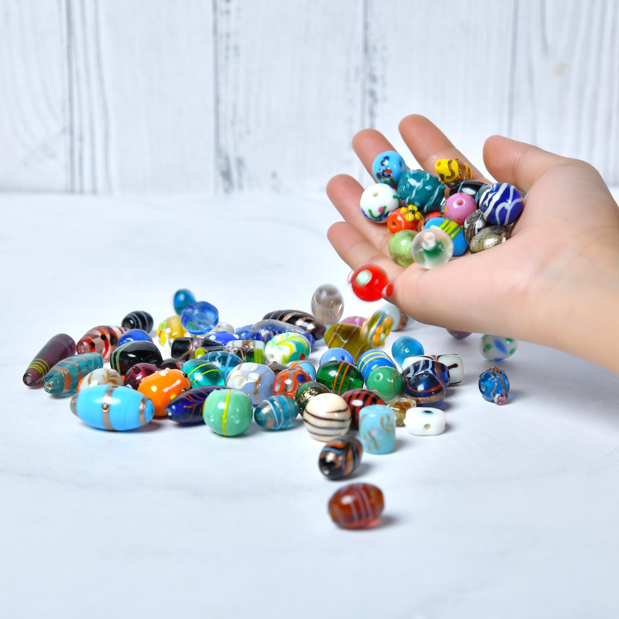 Craft Attic 1 LB Assorted Glass Beads for Jewelry Making Lampwork Murano Mix for Bracelets and Necklaces Crafting Supplies Kit - Image 3
