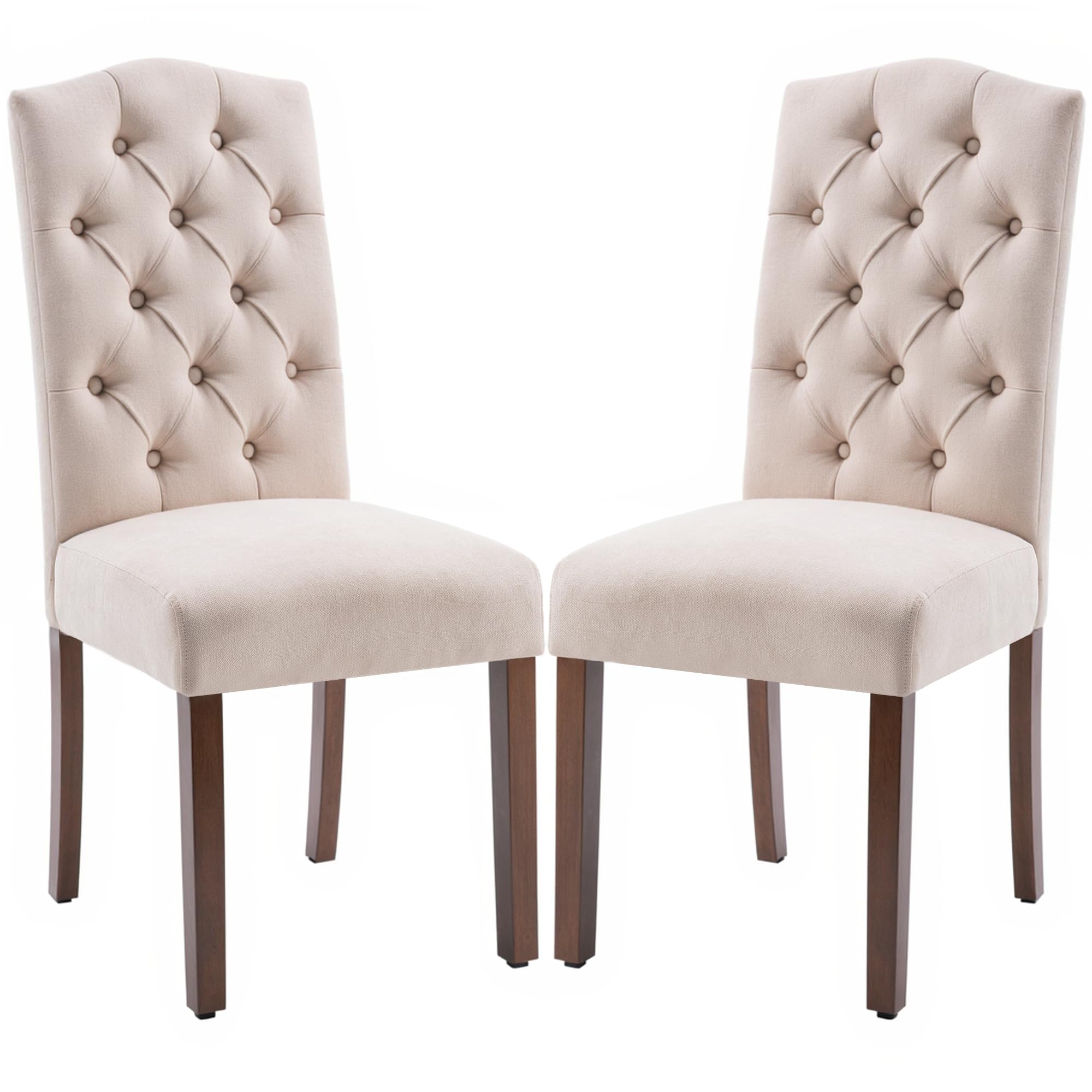Tufted Upholstered Parsons Dining Chair Set Fabric Diner Accent Stylish Modern Kitchen Living Room with Button Sturdy Solid Wood Legs