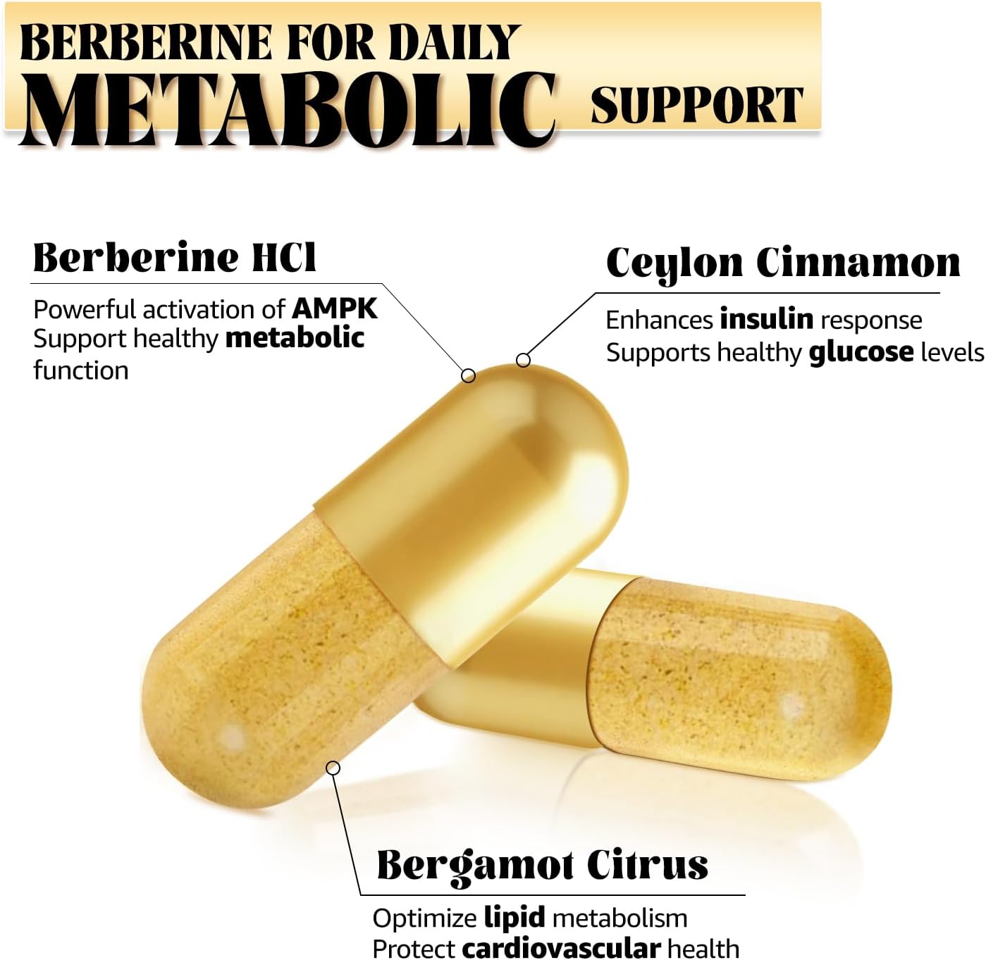 Berberine Supplement with Ceylon Cinnamon, Metabolic Support Formula for Daily Balance, Liposomal Berberine for GLP-1 Lifestyle Support, 600mg, Vegan, Non-GMO, 120 Capsules - Image 6