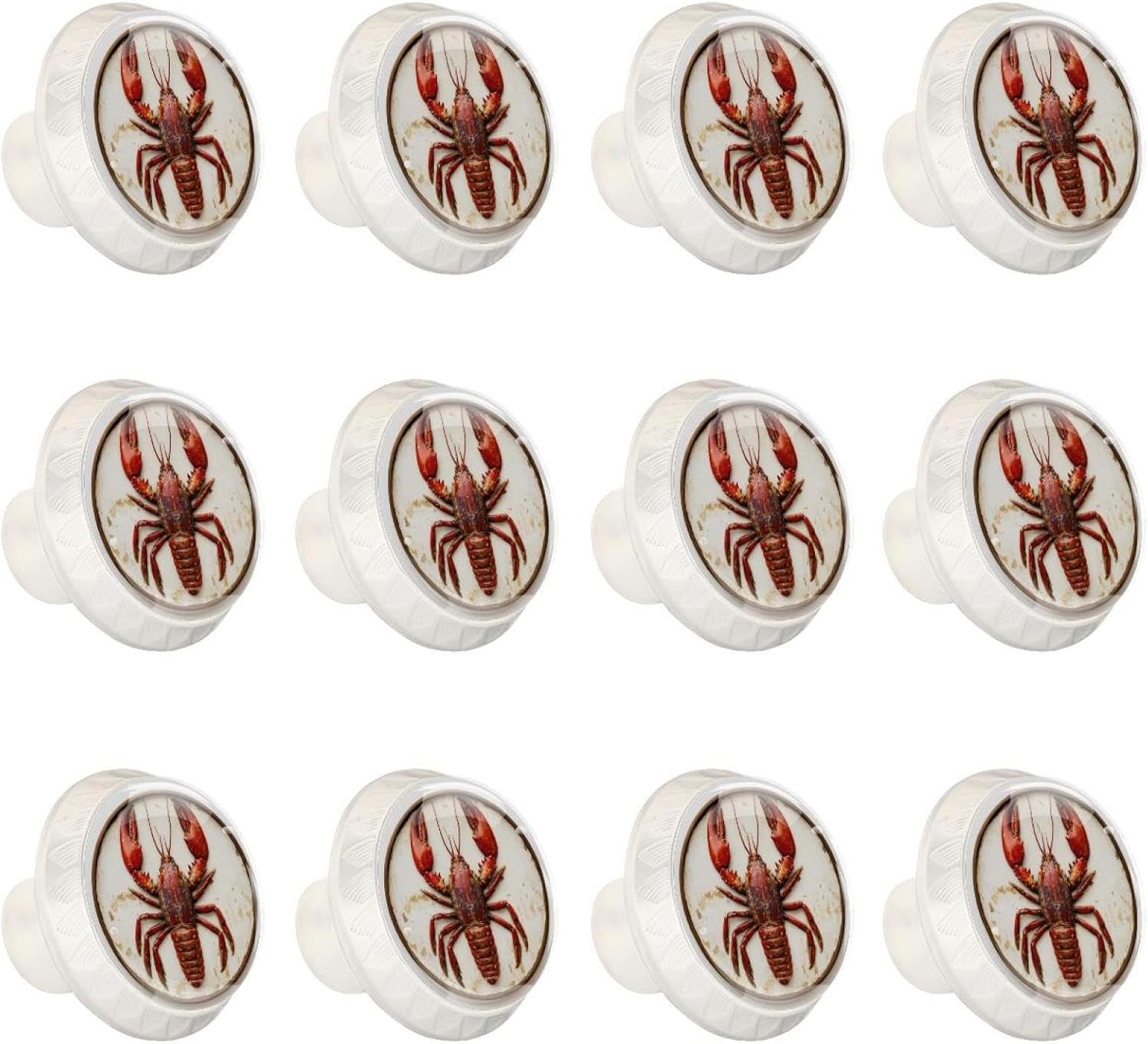 Crab (5) Decorative Cabinet Knobs, Crystal Glass Drawer Knobs with Screws, Furniture Hardware for Kitchen Bathroom Dresser Cupboard Wardrobe