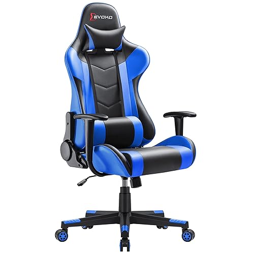 Devoko Ergonomic Gaming Chair Racing Style Adjustable Height High Back PC Computer Chair with Headrest and Lumbar Support Executive Office Chair (Blue) - Cool Blue
